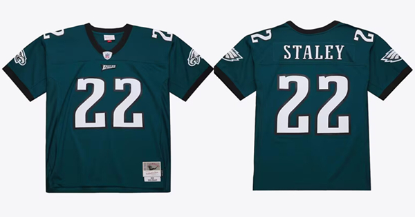 Men's Green Philadelphia Eagles #22 Duce Staley 2002 Stitched Jersey